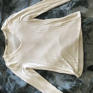 Silky White Long Sleeve V-Neck